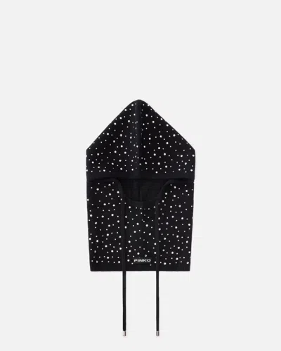 Pinko Balaclava With Drawstring And Rhinestones In Black