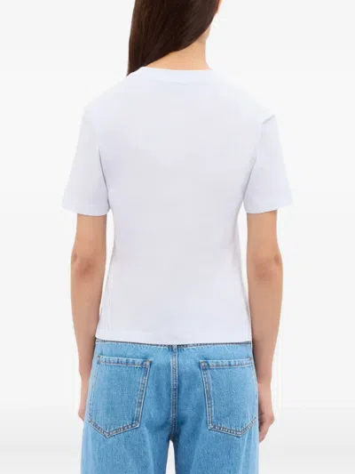 Msgm Logo-embroidered T-shirt In White