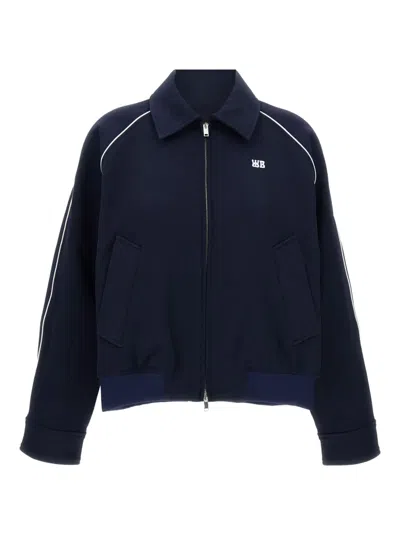 Wales Bonner Logo-embroidered Zip-up Jacket In Blue