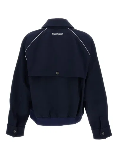 Wales Bonner Logo-embroidered Zip-up Jacket In Blue