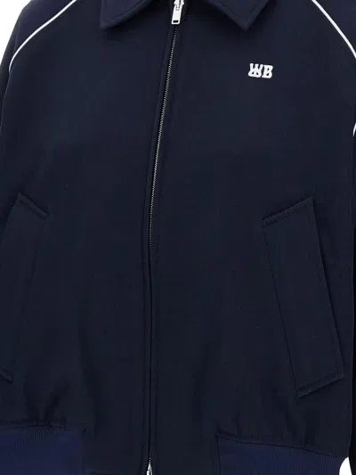 Wales Bonner Logo-embroidered Zip-up Jacket In Blue