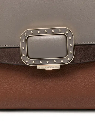 铆钉饰带双色单肩包