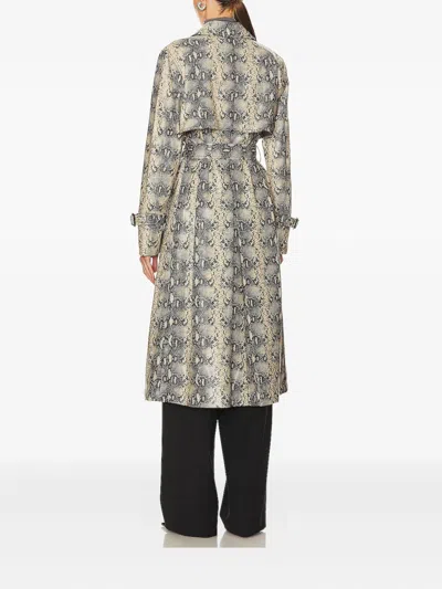 Simkhai Python-print Belted Trench Coat In Gray
