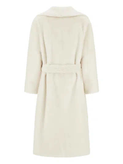 Herno Coat In Soft Alternative Fur In Neutral