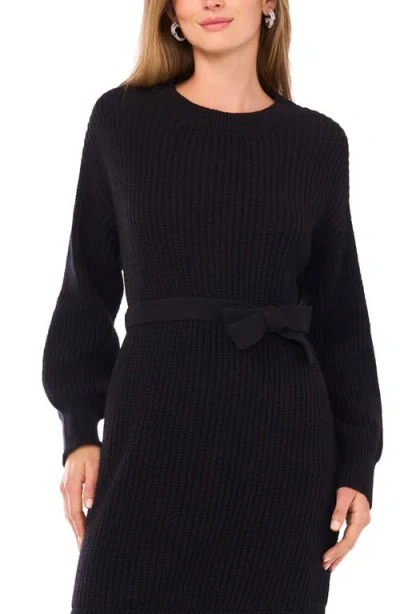 Vince Camuto Lace Detail Long Sleeve Sweater Dress In Black