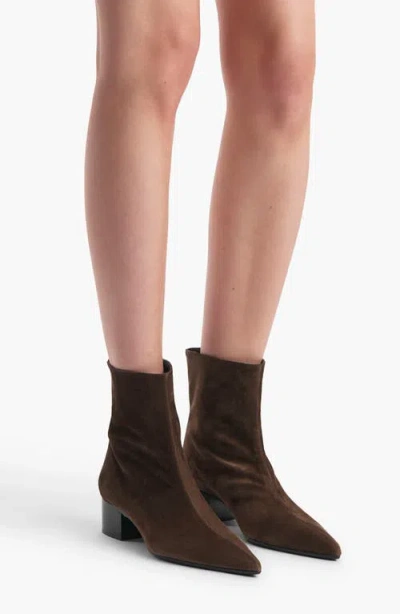 Khaite Andee Suede Ankle Boots In Burgundy