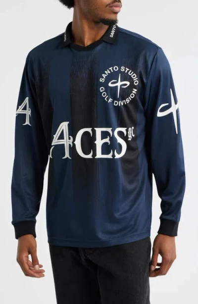 Santo Studio 4 Aces Club Graphic Golf Jersey In Blue