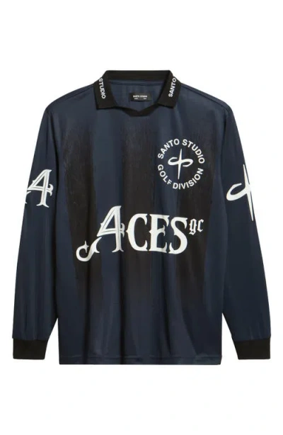Santo Studio 4 Aces Club Graphic Golf Jersey In Blue
