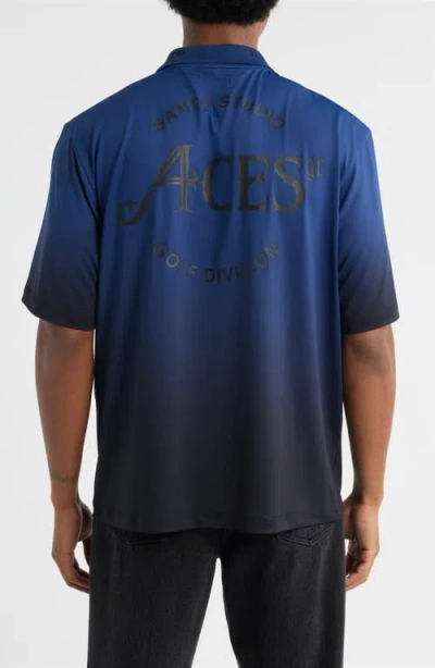Santo Studio 4 Aces Club Graphic Polo In Blue