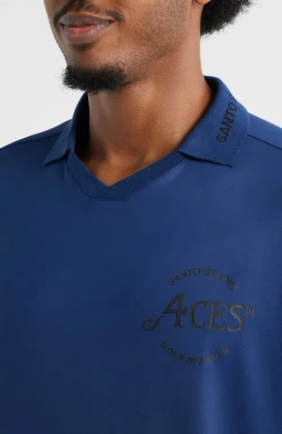 Santo Studio 4 Aces Club Graphic Polo In Blue
