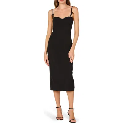 Astr The Label Bow Strap Midi Dress In Black