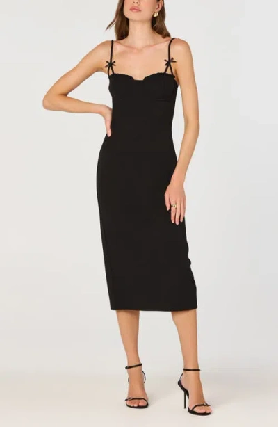 Astr The Label Bow Strap Midi Dress In Black