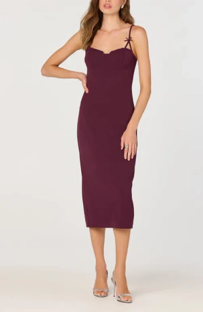 Astr The Label Bow Strap Midi Dress In Burgundy