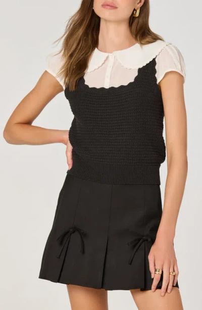 Astr The Label Mixed Media Sweater In Black