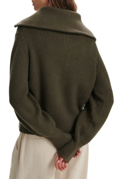 Varley Ribbed Half-zip Maura Sweater In Green