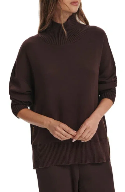 Varley Barker High-neck Stretch-jersey Sweatshirt In Brown