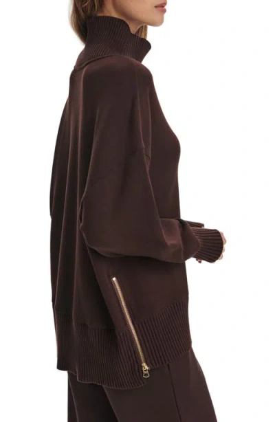 Varley Barker High-neck Stretch-jersey Sweatshirt In Brown