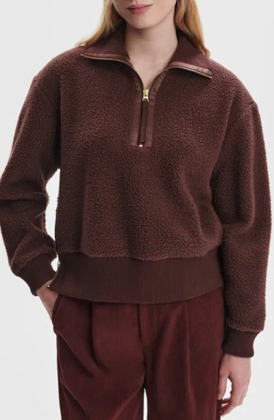 Varley Roselle Recycled Polyester Fleece Half Zip Pullover In Brown
