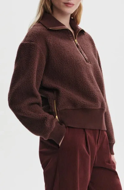 Varley Roselle Recycled Polyester Fleece Half Zip Pullover In Brown