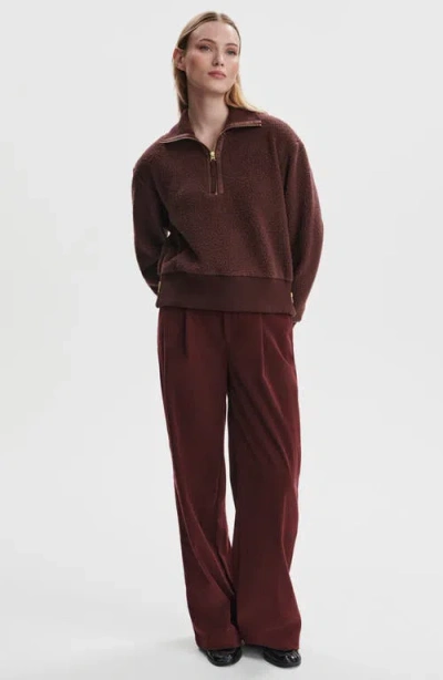 Varley Roselle Recycled Polyester Fleece Half Zip Pullover In Brown
