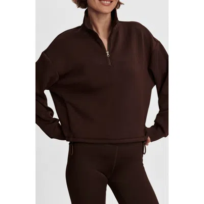Varley Sian Cropped Half Zip Midlayer In Brown