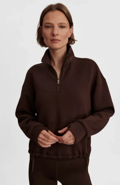 Varley Sian Cropped Half Zip Midlayer In Brown