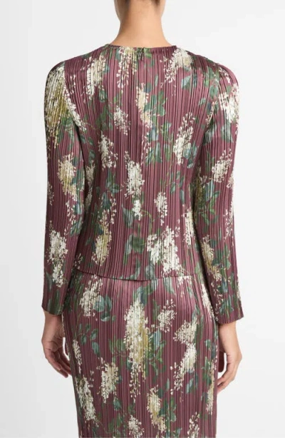 Vince Lilac Micropleat Satin Top In Burgundy