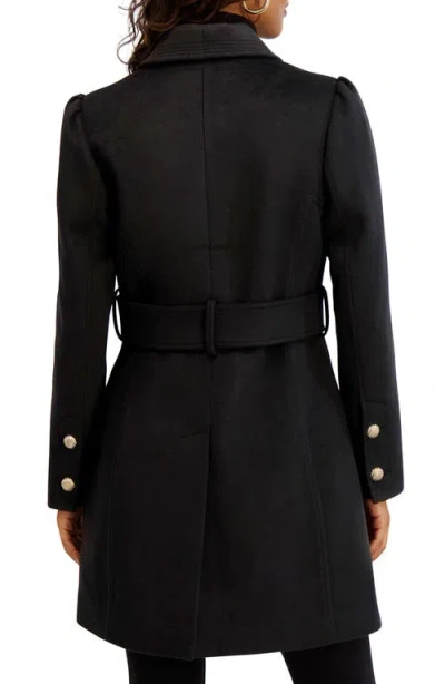 Kensie Wool Blend Long Coat In Black
