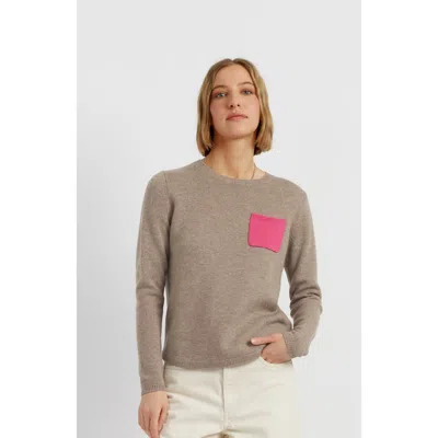 Chinti & Parker Warm-oatmeal Wool-cashmere One Pocket Sweater In Brown