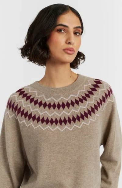 Chinti & Parker Wool Cashmere Diamond Fair Isle Sweater In Brown