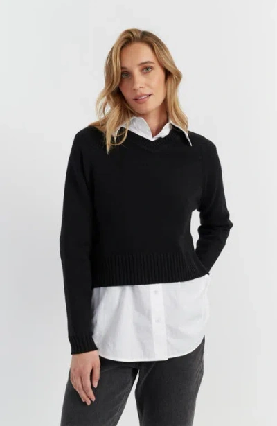 Chinti & Parker Black Pure Cashmere V-neck Sweater In Black