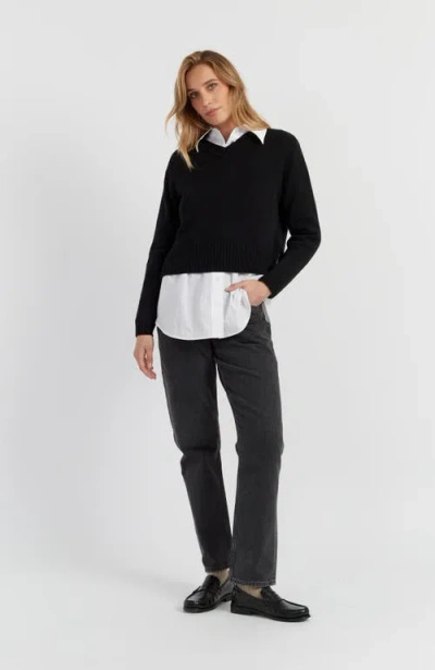 Chinti & Parker Black Pure Cashmere V-neck Sweater In Black