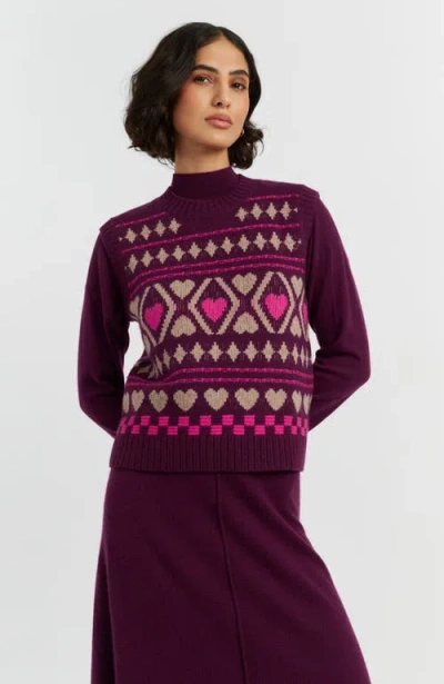 Chinti & Parker Wool Cashmere Hearts And Diamonds Tank In Purple