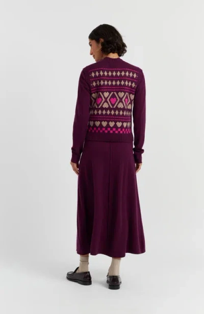 Chinti & Parker Wool Cashmere Hearts And Diamonds Tank In Purple