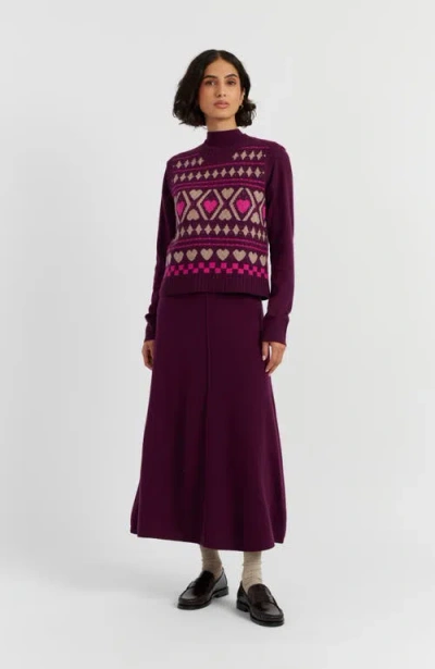 Chinti & Parker Wool Cashmere Hearts And Diamonds Tank In Purple