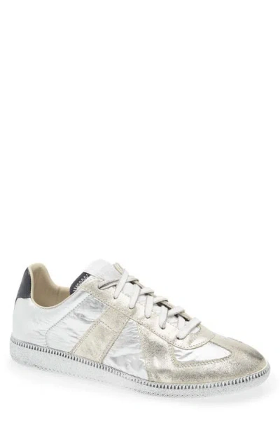 Maison Margiela Replica Sneakers With Metallic Panel Design In White