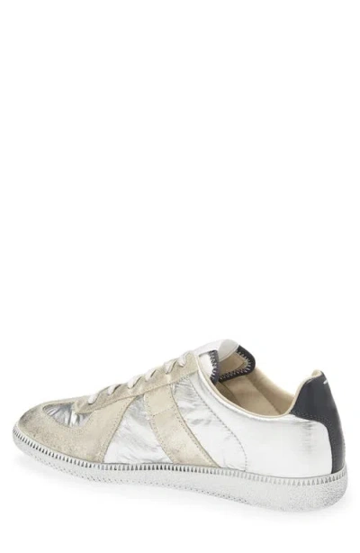 Maison Margiela Replica Sneakers With Metallic Panel Design In White
