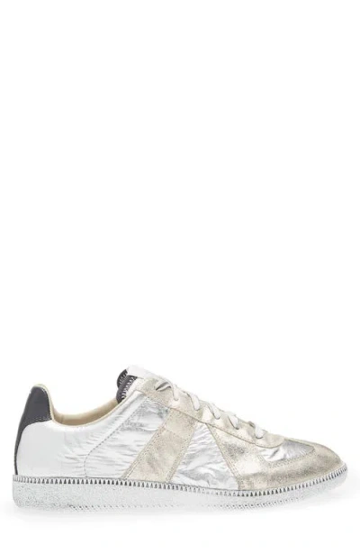 Maison Margiela Replica Sneakers With Metallic Panel Design In White