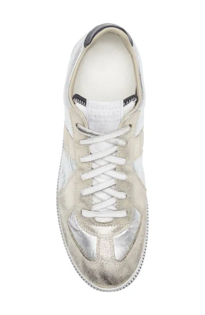 Maison Margiela Replica Sneakers With Metallic Panel Design In White