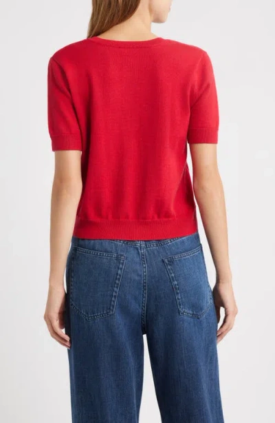 Rails Aisley Short Sleeve Cotton & Cashmere Cardigan In Red