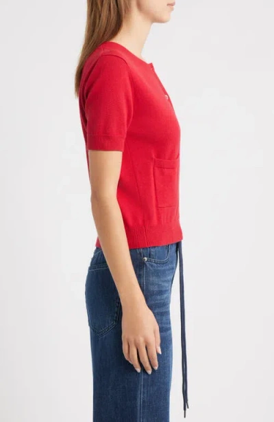 Rails Aisley Short Sleeve Cotton & Cashmere Cardigan In Red