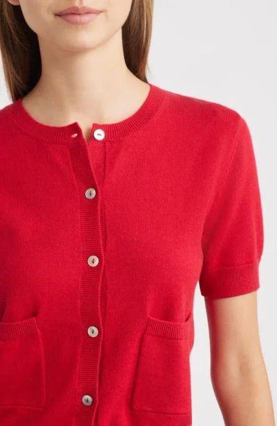 Rails Aisley Short Sleeve Cotton & Cashmere Cardigan In Red