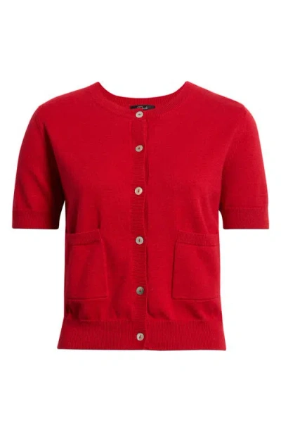 Rails Aisley Short Sleeve Cotton & Cashmere Cardigan In Red