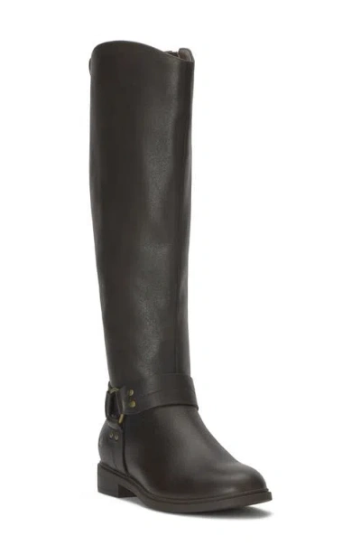 Lucky Brand Women's Hamila Buckle Round Toe Knee High Riding Boots In Black