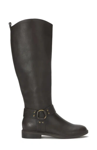 Lucky Brand Women's Hamila Buckle Round Toe Knee High Riding Boots In Black