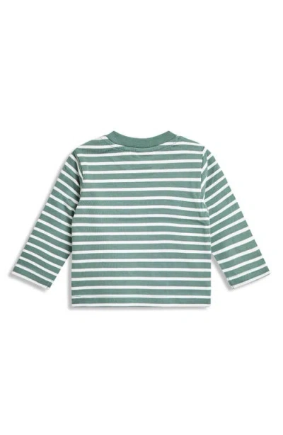 Jojo Maman Bébé Jojo Maman Bebe Stripe T-shirt & Dinosaur Appliqué Overalls Set In Green