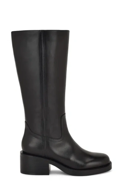 Nine West Womens Barile Tall Block Heel Boots Regular Wide Calf In Black