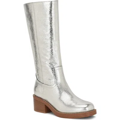 Nine West Broklyn Block Heel Boot In Silver