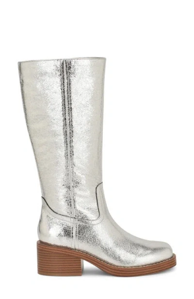 Nine West Broklyn Block Heel Boot In Silver