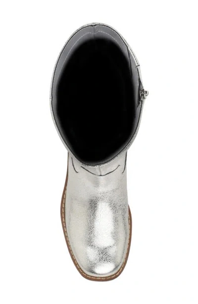 Nine West Broklyn Block Heel Boot In Silver